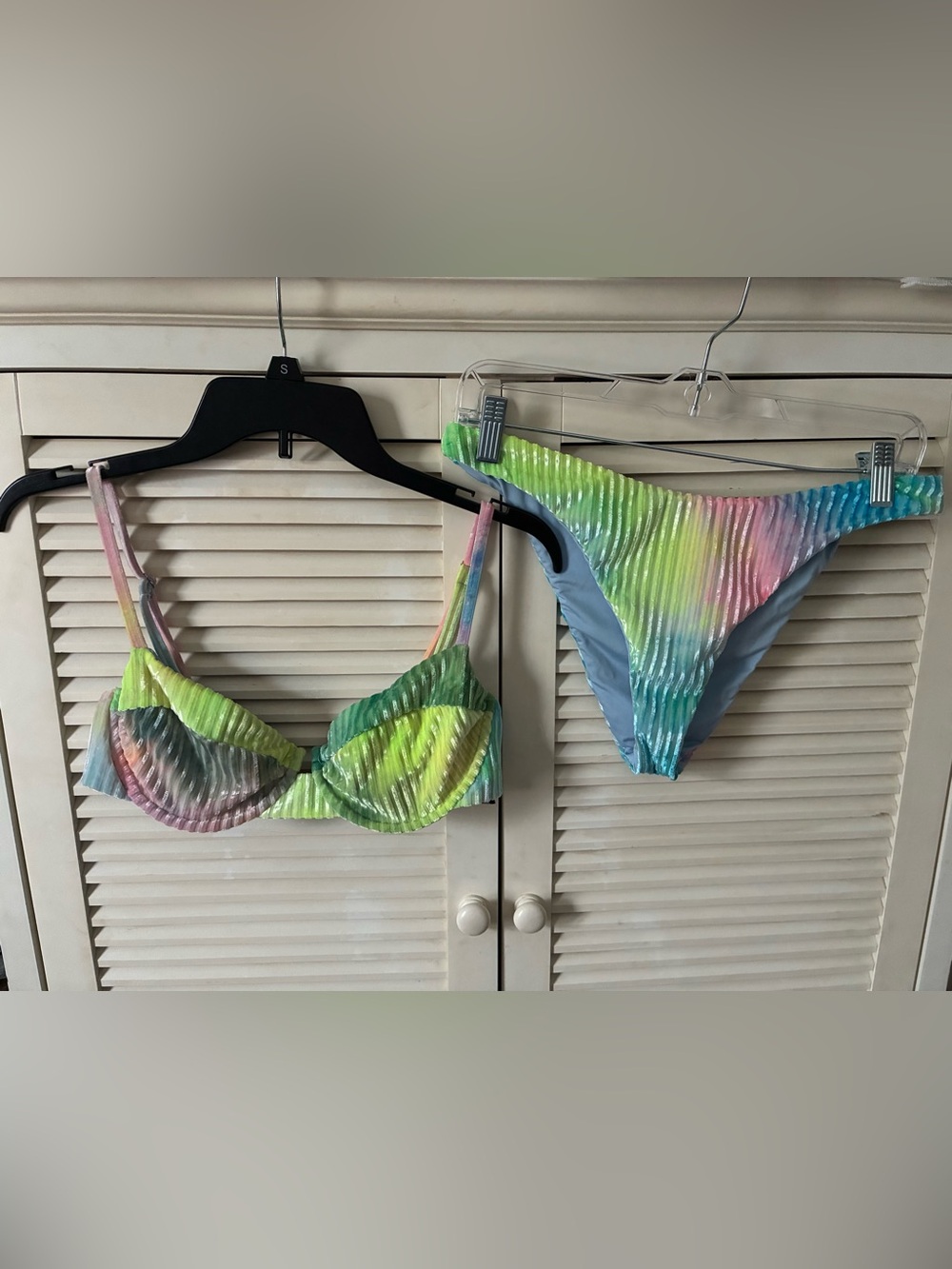 Dippin' Daisy's Pastel Rainbow Ribbed Bikini - Green Multi